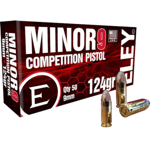 Eley Minor 9 Competition 9mm Luger Ammo 124 Grain Full Metal Jacket Box of 50 - Eley