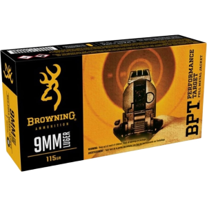 Browning FMJ 9mm Luger Ammo 115 Grain Full Metal Jacket Box of 50 - Browning
