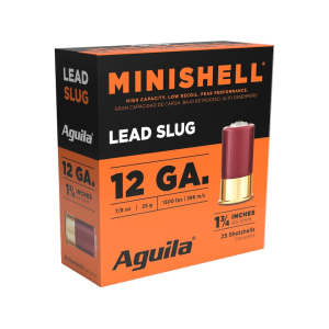 Aguila Minishell 12 Gauge Ammo 1-3/4 7/8 Oz Slug Case Of 250 (10 Boxes Of 25) ila Minishell 12 Gauge 1-3/4 7/8 Oz Slug Case Of 250 (10 Boxes Of 25) Ammo