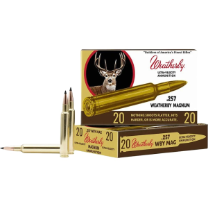 Weatherby Retro 257 Weatherby Magnum Ammo 100 Grain Swift Scirocco II Bonded Polymer Tip Box of 20 - Weatherby