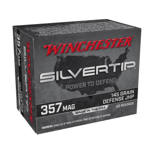 Winchester Silvertip Defense 357 Magnum Ammo 145 Grain Winchester Silvertip Jacketed Hollow Point Box of 20