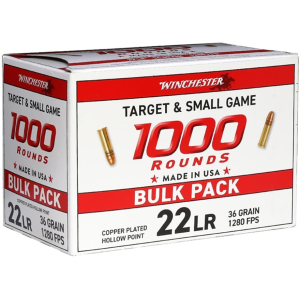 Winchester 22LR Ammo 36 Grain Plated Hollow Point Box of 1000 (2 Boxes of 500 Bulk) - Winchester