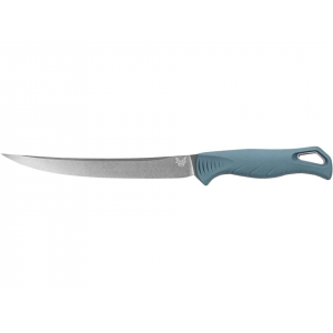 Benchmade Fishcrafter Fixed Blade Knife 7" Fillet CPM MagnaCut Stonewashed Blade Santoprene Handle Blue - Benchmade