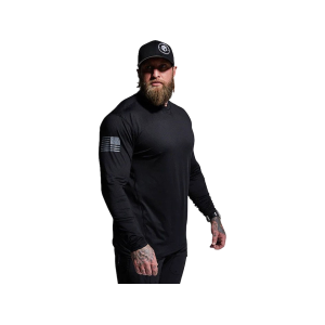 BORN PRIMITIVE Men's Range Flag Long Sleeve Crew Neck Shirt Black Large