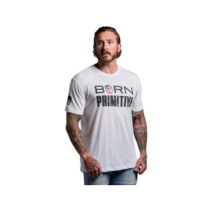 BORN PRIMITIVE Men's Brand Short Sleeve Crew Neck T Shirt White/USA 2XL