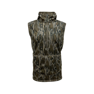 MIDWAYUSA Men's Full Season Softshell Hooded Vest Mossy Oak Original Bottomland Large Tall