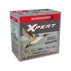 Winchester Xpert High Velocity Waterfowl 12 Gauge Ammo 2-3/4 #6 Steel Shot 1-1/8 Oz Box Of 25 chester Xpert High Velocity Waterfowl 12 Gauge 2-3/4 #6 Steel Shot 1-1/8 Oz Box Of 25 Ammo