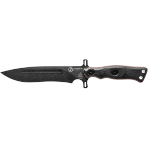 TOPS Knives Operator 7 Blackout Edition Fixed Blade Knife 7.25" Drop Point 1075 Black Traction Blade Canvas Micarta/G-10 Handle Black - Tops Knives