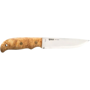 Helle Didi Galgalu Fixed Blade Knife 5.17" Drop Point Sandvik 14C28N Satin Blade Birch Handle Wood - Helle