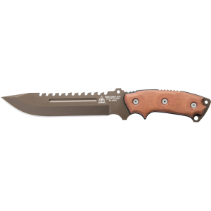TOPS Knives Steel Eagle Fixed Blade Knife 7.63" Drop Point 1095 Midnight Bronze Blade Canvas Micarta Handle Tan - Tops Knives