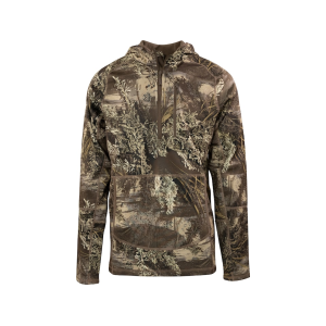 MIDWAYUSA Men's Grid Fleece Quarter Zip Hoodie Realtree Max-1 XT Large