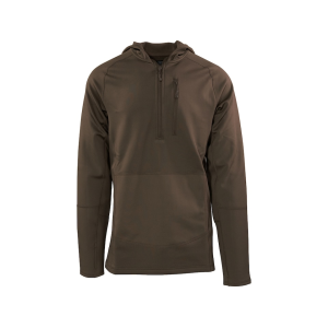 MIDWAYUSA Men's Grid Fleece Quarter Zip Hoodie Hawk Brown Large Tall