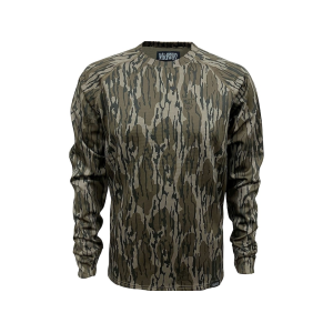 MIDWAYUSA Men's Grid Fleece Long Sleeve Shirt Mossy Oak Original Bottomland Large
