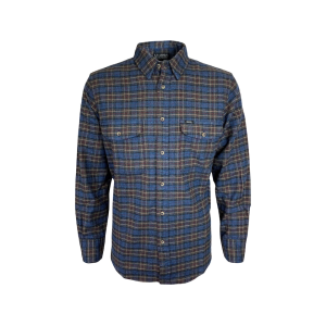MIDWAYUSA Men's Flannel Shirt Navy/Tan XL