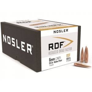 Nosler RDF 6mm, 243 Caliber (243 Diameter) Bullets 115 Grain Jacketed Hollow Point Box of 500 - Nosler