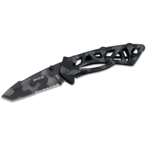 Buck Knives 870 Bones Pocket Knife 3" Partially Serrated Modified Tanto 420HC Tiger Stripe Blade Stainless Steel Handle Tiger Striped - Buck Knives