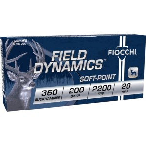 Fiocchi Field Dynamics 360 Buckhammer Ammo 200 Grain Jacketed Soft Point Box of 20 - Fiocchi