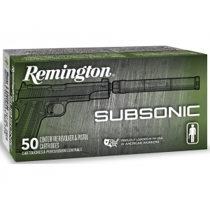 ington Subsonic 9mm Luger 147 Grain Flat Nose Case Of 500 (10 Boxes Of 50) Ammo