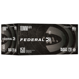 Federal Black Pack 10mm Auto Ammo 180 Grain Full Metal Jacket Box of 150 - Federal Premium