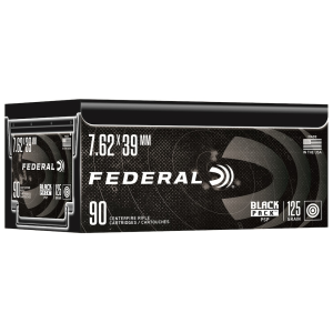 Federal Black Pack 7.62x39mm Ammo 124 Grain Full Metal Jacket Case Of 360 (4 Boxes Of 90) eral Black Pack 7.62x39mm 124 Grain Full Metal Jacket Case Of 360 (4 Boxes Of 90) Ammo