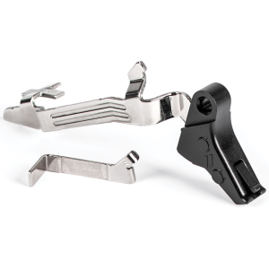 ZEV Technologies PRO Trigger with Trigger Bar Flat Faced for Glock 17, 19, 19X, 26, 34, 45 Gen 5 Aluminum Black Pad, Black Safety - Zev Technologies