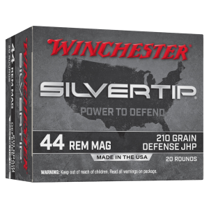 Winchester Silvertip Defense 44 Remington Magnum Ammo 210 Grain Winchester Silvertip Jacketed Hollow Point Box of 20 - Winchester