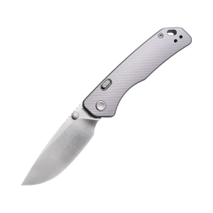 Vosteed Marten Pocket Knife 3" Drop Point 154CM Satin Blade Aluminum Handle Gray