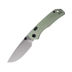 Vosteed Marten Pocket Knife 3" Drop Point 154CM Stonewashed Blade Aluminum Handle Green