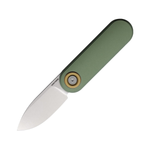 Vosteed Corgi-V Pocket Knife 2.38"  Drop Point Sandvik 14C28N Stonewashed Blade Aluminum Handle Green