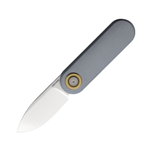Vosteed Corgi-V Pocket Knife 2.38"  Drop Point Sandvik 14C28N Satin Blade Aluminum Handle Gray