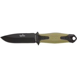 Browning Ignite Fixed Blade Knife 4" Drop Point 7Cr17MoV Black Oxide Blade Polymer Handle OD Green and Black
