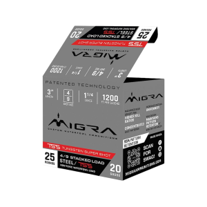 Migra TSS Waterfowl 20 Gauge Ammo 3" #4 and #9 Steel and Tungsten Shot 1-1/4 oz Box of 25 - Migra Ammunition