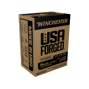 Winchester Winchester USA Forged Steel Case 9mm Luger Ammo 115 Grain Full Metal Jacket Case of 500 (10 Boxes of 50) - $116.99 at MidwayUSA
