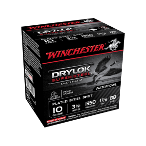 Winchester Drylok Super Steel Magnum Waterfowl 10 Gauge Ammo 3-1/2 BB Steel Shot 1-5/8 Oz Case Of 250 (10 Boxes Of 25) chester Drylok Super Steel Magnum Waterfowl 10 Gauge 3-1/2 BB Steel Shot 1-5/8 Oz Case Of 250 (10 Boxes Of 25) Ammo