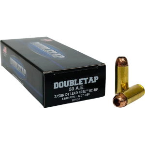 DoubleTap DT Lead Free 50 Action Express Ammo 275 Grain Solid Hollow Point Lead Free Box of 20