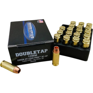 DoubleTap DT Lead Free 10mm Auto Ammo 155 Grain Solid Hollow Point Lead Free Box Of 20 bleTap DT Lead Free 10mm Auto 155 Grain Solid Hollow Point Lead Free Box Of 20 Ammo