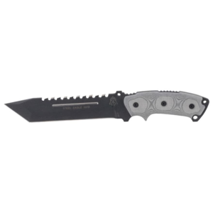 TOPS Knives Steel Eagle Fixed Blade Knife 7" Tanto Point 1095 Black Traction Blade Micarta Handle Black - Tops Knives