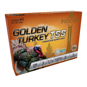 Fiocchi Golden Turkey TSS 28 Gauge Ammo 3" #9 Tungsten Shot 1-1/16 oz Box of 5