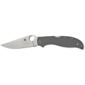Spyderco Stretch 2 XL Pocket Knife 3.99" Leaf CPM-CRUWEAR Satin Blade G-10 Handle Gray - Spyderco