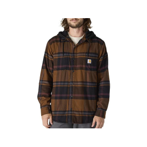 CARHARTT Men's Rugged Flex Relaxed Fit Flannel Shirt Jacket Black Medium