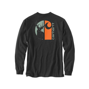 CARHARTT Men's Loose Fit Heavyweight Long Sleeve Deer T Shirt Carbon Heather Medium