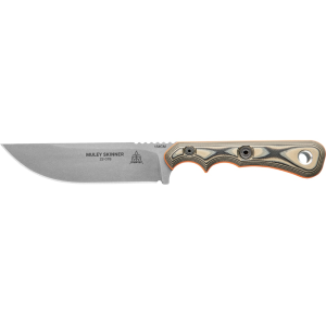 TOPS Knives Muley Fixed Blade Knife 4.5" Straightback 154CM Stonewashed Blade G-10 Handle Brown - Tops Knives