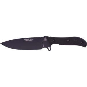 TOPS Knives HERO-04 Fixed Blade Knife 6.38" Drop Point 1095 Sniper Gray Blade Linen Micarta Handle Black - Tops Knives