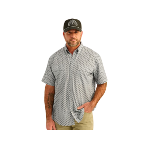 NOMAD Men's Huntley Printed Short Sleeve Shirt Harbor Mist Large