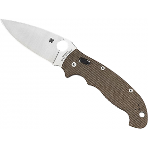 Spyderco Manix 2 XL Folding Knife 3.85" Drop Point CPM-CRUWEAR Satin Blade Micarta Handle Brown - Spyderco