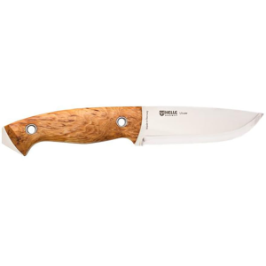 Helle Utvaer Fixed Blade Knife 4.13" Drop Point Sandvik 12C27 Satin Blade Birch Handle Brown - Helle