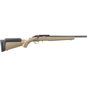 Ruger American Rimfire Bolt Action Rifle 22 Long Rifle 16" Matte Threaded Barrel Matte Frame Flat Dark Earth Field Stock