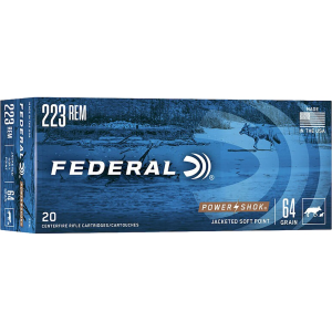 Federal Power-Shok 223 Remington Ammo 64 Grain Jacketed Soft Point Case of 200 (10 Boxes of 20)