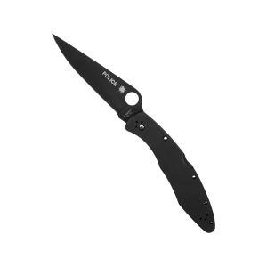 Spyderco Police Pocket Knife 4.2" Drop Point VG-10 Black Titanium Nitride Blade Stainless Steel Handle Black - Spyderco
