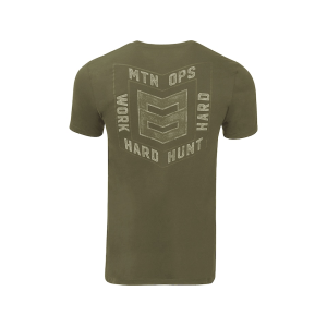 MTN OPS Men's Hunt Hard Short Sleeve Crew Neck T Shirt Heather Military Medium